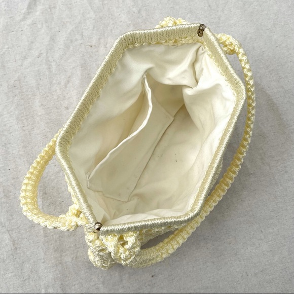 Vintage 1970's Macrame Woven Beaded Handbag - Picture 2 of 9